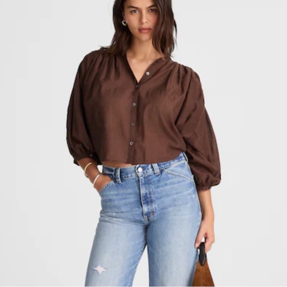 Madewell roasted chicory Balloon-Sleeve Top - Picture 2 of 5